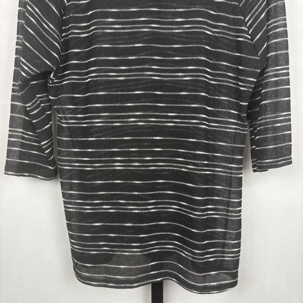 Tina Stephens Lightweight Sheer Sweater Womens Large Black White Stripes Classic - Picture 6 of 8